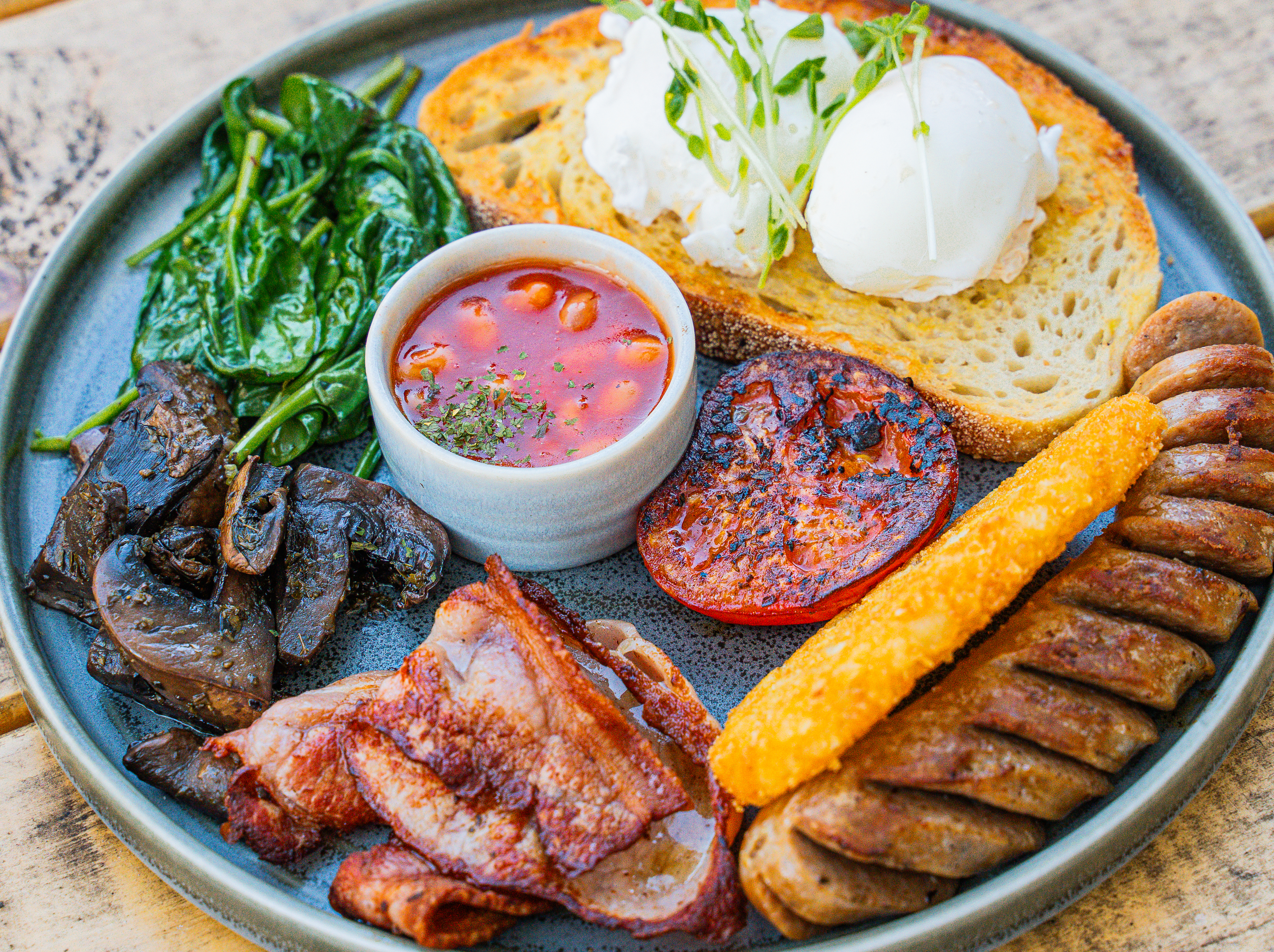 Full breakfast spread at Cafe Momo